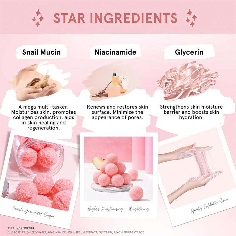 FOSRAGON 100% Natural Organic Whitening Brightening Rose Lychee Skin Exfoliating Sugar Body Scrub